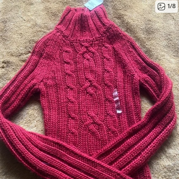 Abercrombie & Fitch Red Cable Knit Turtleneck Sweater - Picture 1 of 3